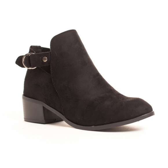 *ON HOLD”. Vegan Suede Ankle Bootie with Buckle - Picture 2 of 3